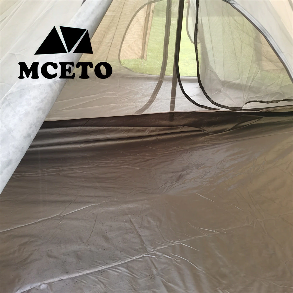 Cheap Goat Tents MCETO 5 8 Pessons Octagonal Camping Pyramid Tent with Chimney Hole Large Space Picnic Travel Family Party Tent Outdoor Shelter   